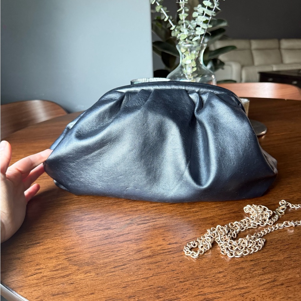 Elegant Black faux Leather Clutch